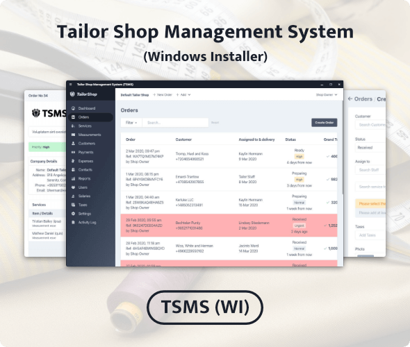 Tailor Shop Management System (Windows Installer)